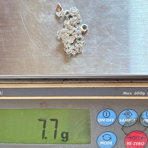 VTG Sterling Silver 925 Double Link Chain Bracelet Lobster Clasp Size 8" Length - Picture 10 of 10